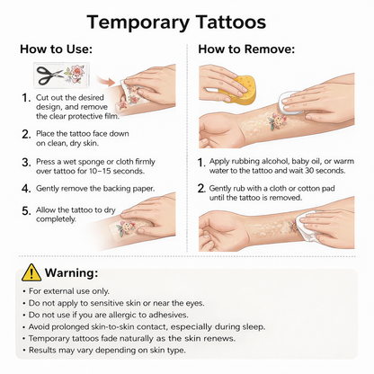 5Sheets Temporary Tattoo Set - for Fingers, Hands, neck, party’s