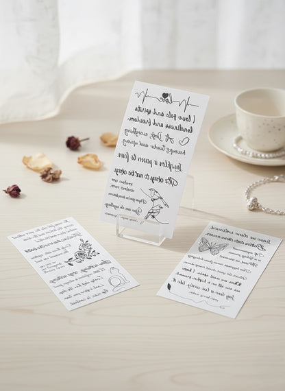 Temporary Tattoo Set 5 Sheets - for Fingers, Hands, neck