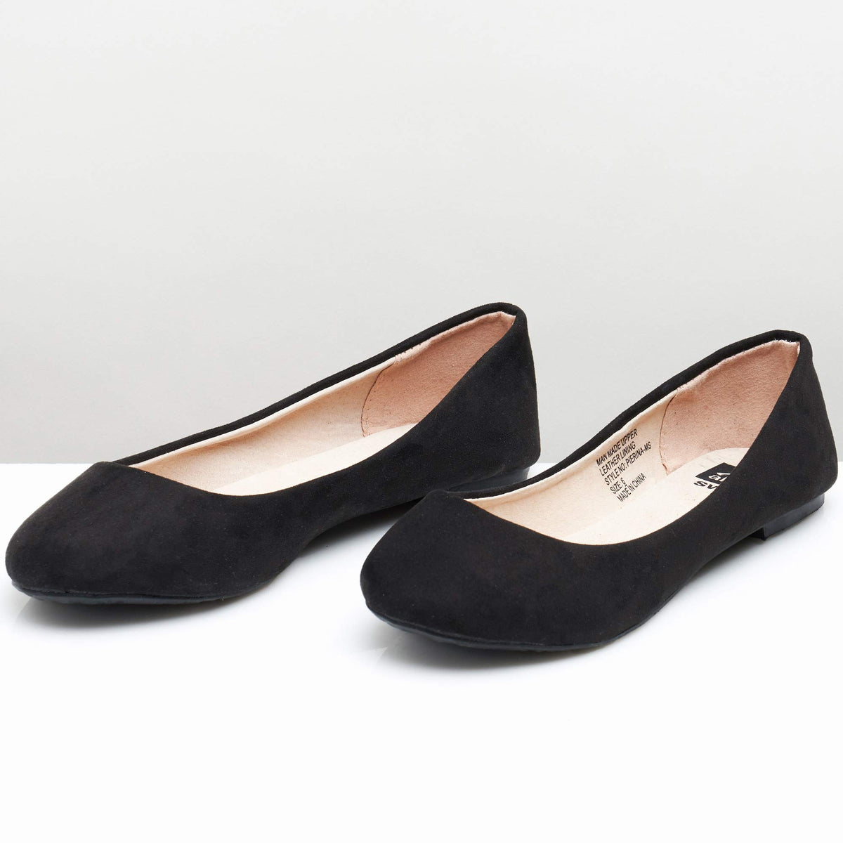 Alpine Swiss Womens Black Micro-Suede Pierina Ballet Flats