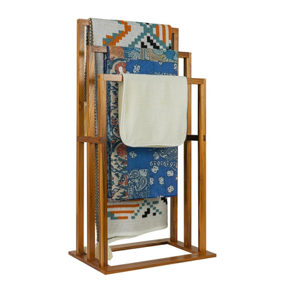 Freestanding Wood 3-Bar Rack Stand