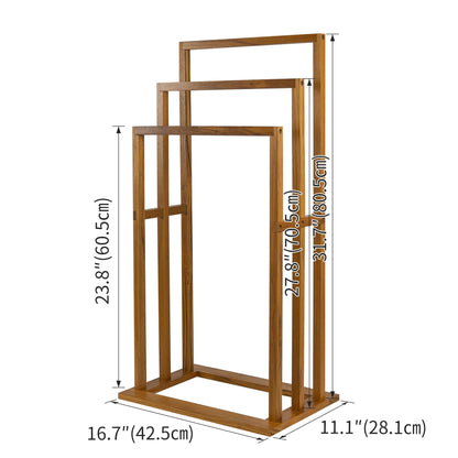 Freestanding Wood 3-Bar Rack Stand