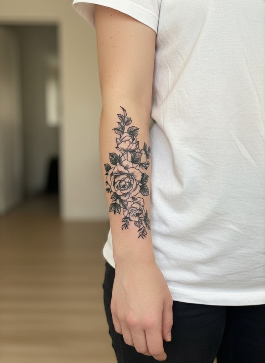 Temporary Tattoo Trace of Roses and Stars Tattoos Mimicking the Pulse of Beauty 8pcs