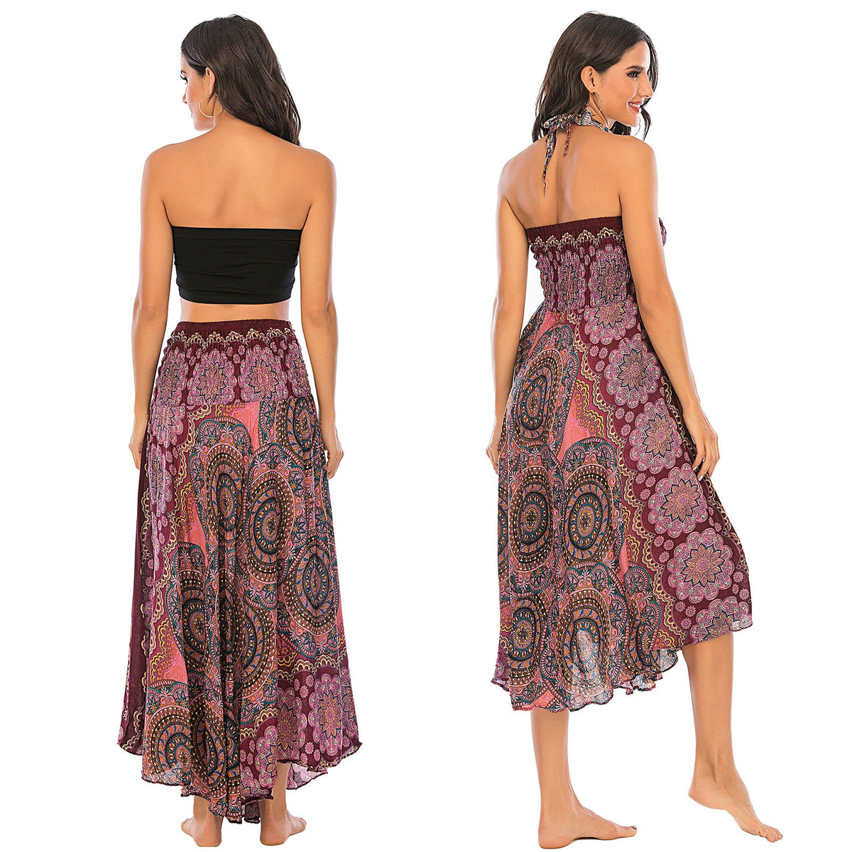 Hippie Maxi Long Skirt Bohemian Summer Casual Beach Dress Fits S M L