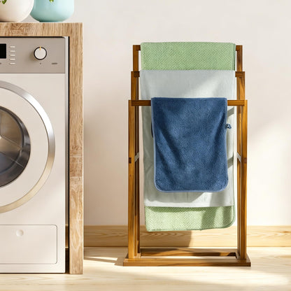Freestanding Wood 3-Bar Rack Stand