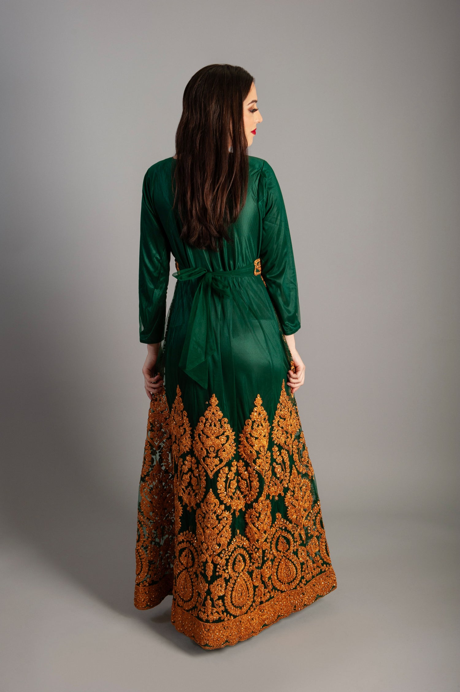 Women Kaftan Butterfly design Long embroidery Maxi Dress Long Sleeves, Bridal, Evening, Party