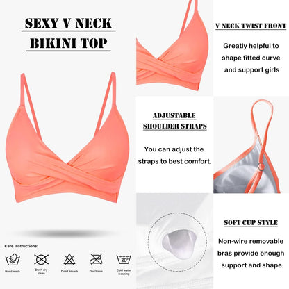 Bikini Top Women's Push Up Bikini Top V Neck