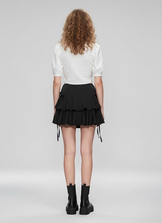 High-Waist Tiered Mini Skirt