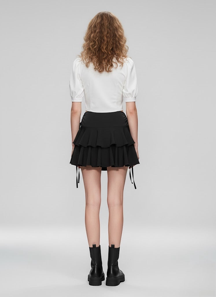 High-Waist Tiered Mini Skirt