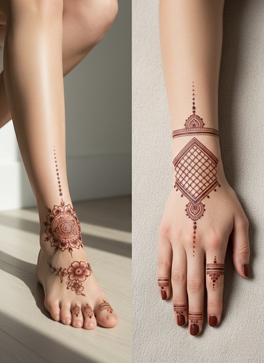 Royal Bridal Henna - Embroidered Temporary Hand Tattoo