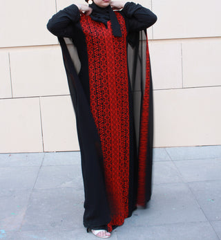 Abaya with distinctive and modern embroidery - black