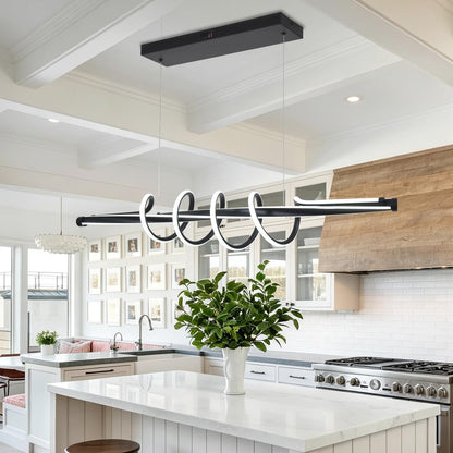 Modern Black Dimmable Spiral LED Chandelier Light