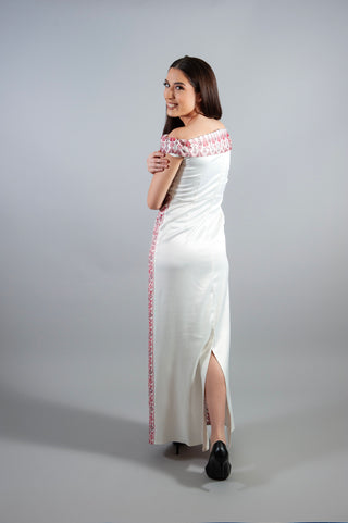 embroidery party dress - roza - white