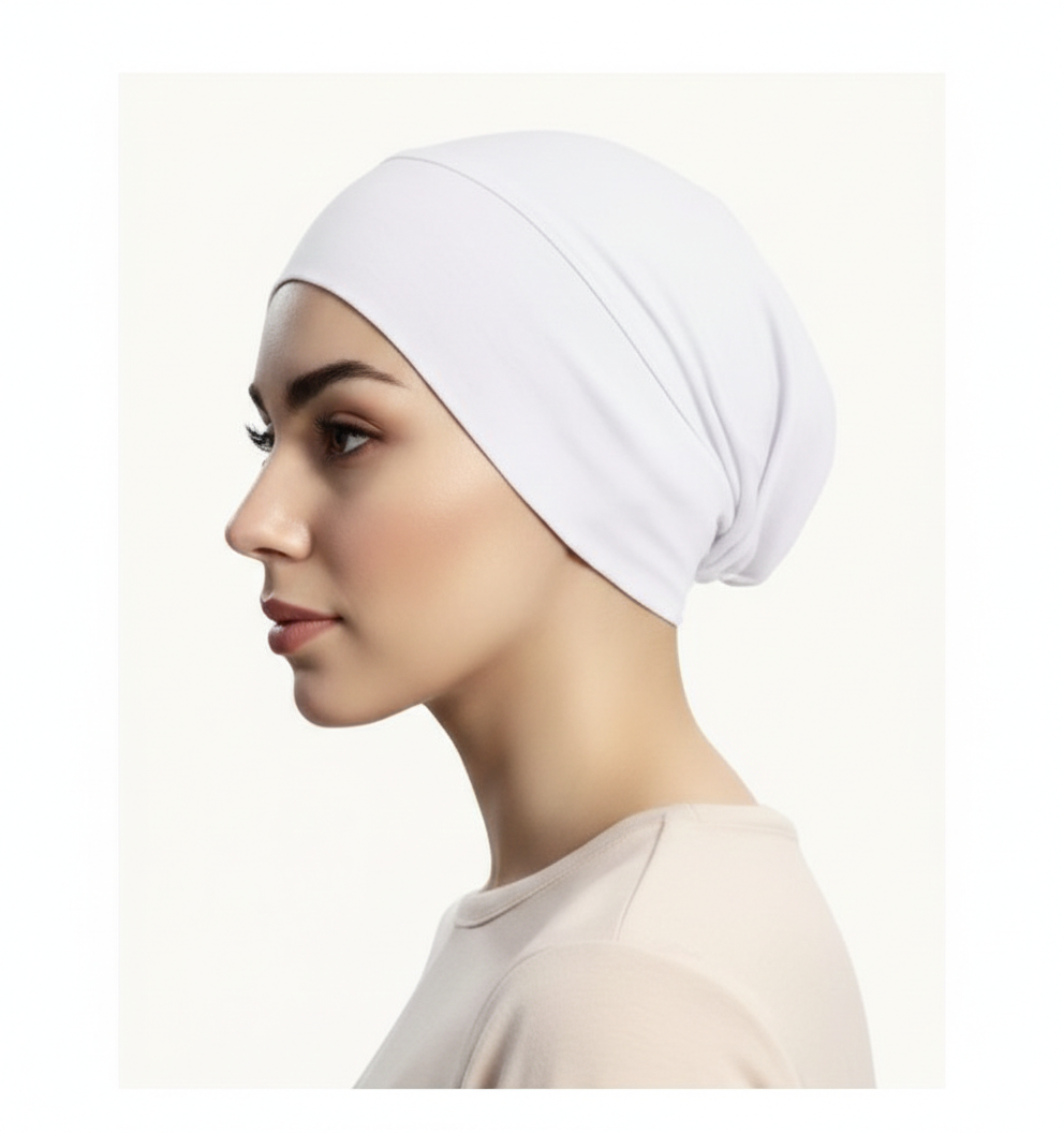 3pcs Set Women’s Elastic (Jersey) Muslim Turban Hat - Base Hijab Under-Cap, Soft Chemo Head Wrap, (Black, White, Brown)