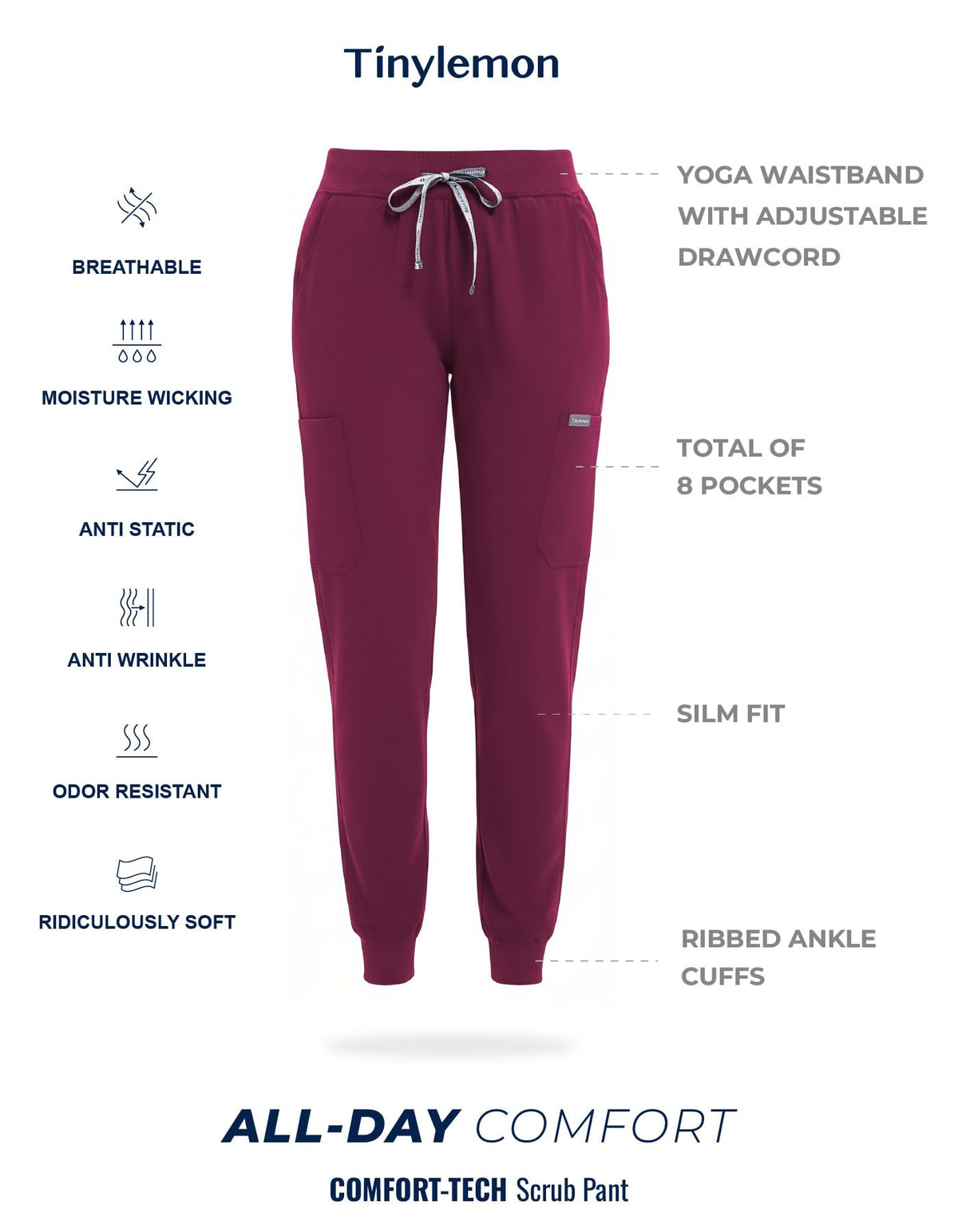 Women's 8-Pocket Jogger Scrub Pants