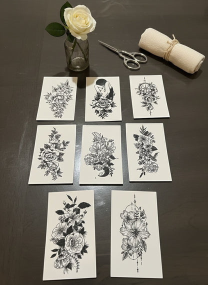 Temporary Tattoo Trace of Roses and Stars Tattoos Mimicking the Pulse of Beauty 8pcs