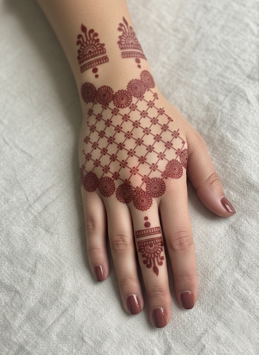 Royal Bridal Henna - Embroidered Temporary Hand Tattoo