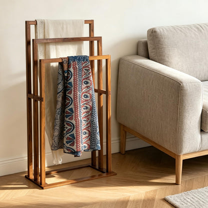 Freestanding Wood 3-Bar Rack Stand