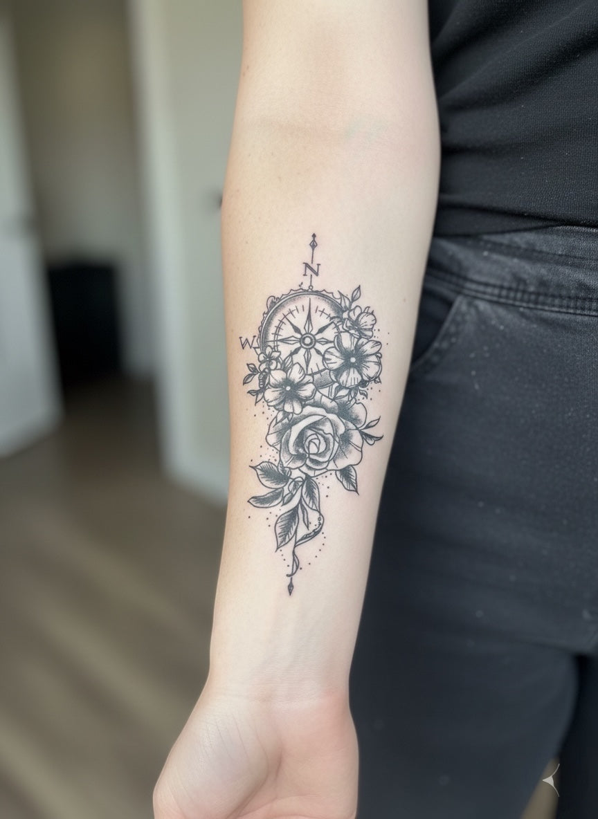 Temporary Tattoo Trace of Roses and Stars Tattoos Mimicking the Pulse of Beauty 8pcs