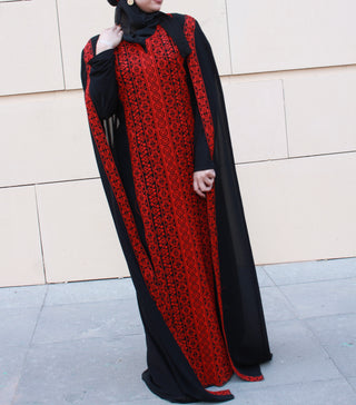 Abaya with distinctive and modern embroidery - black