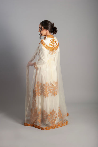 Women Kaftan Long embroidery Luxury Golden Zardosi Kaftan – A Masterpiece of Indian Craftsmanship Bridal, Evening Party