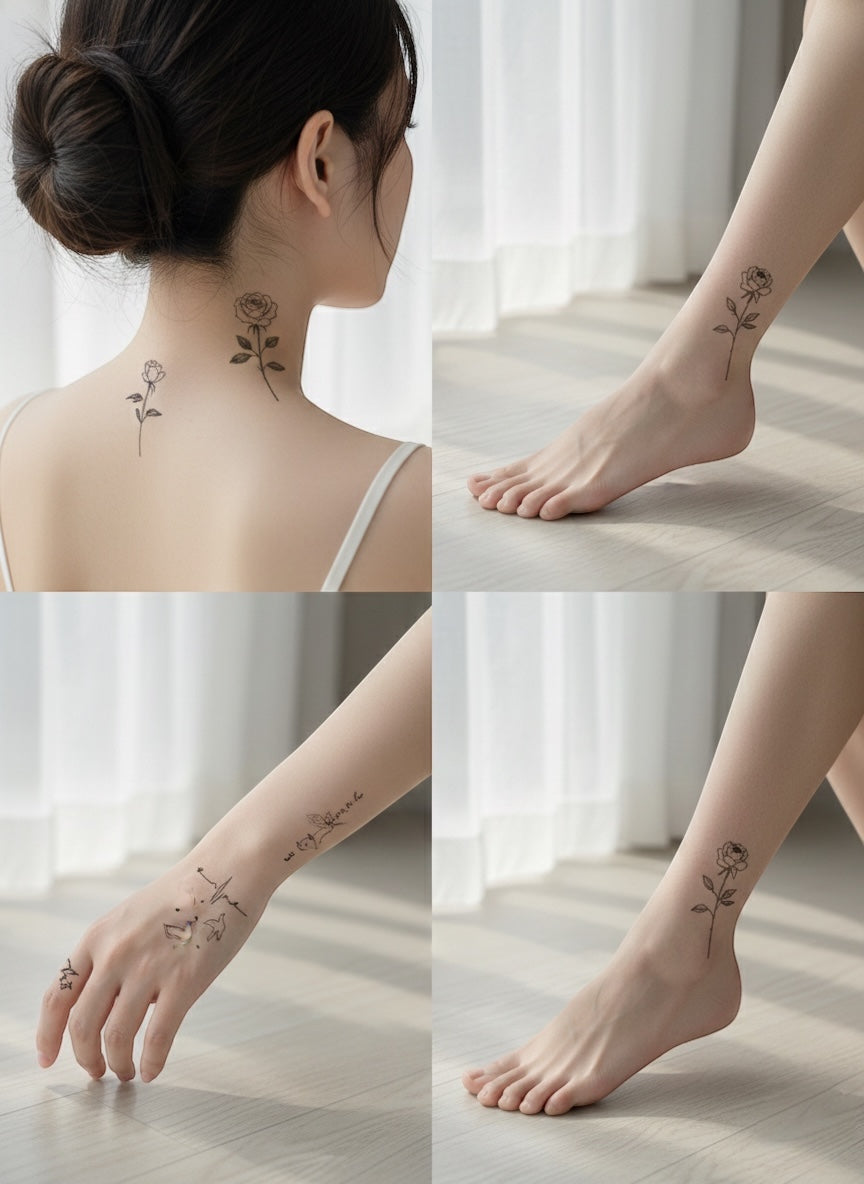 Temporary Tattoo Set 5 Sheets - for Fingers, Hands, neck