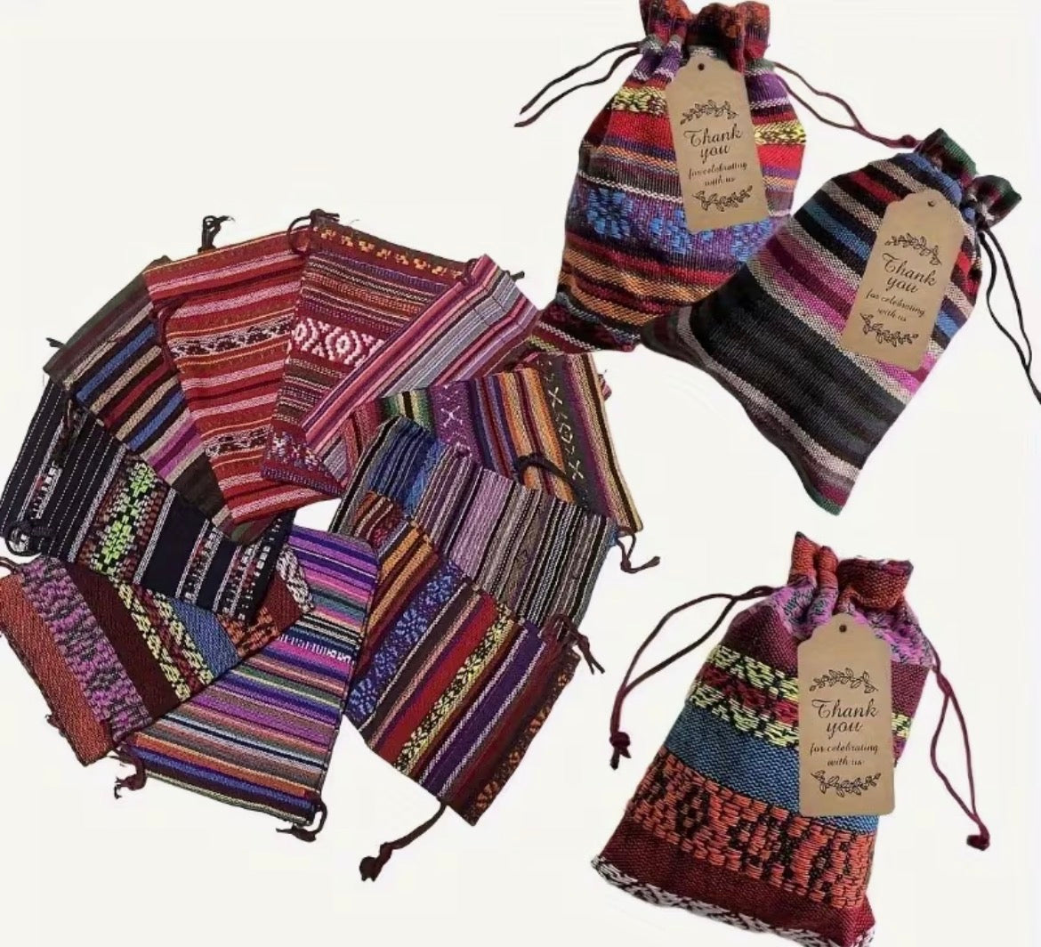 10-Piece Heritage Drawstring Gift Pouches with Matching 'Thank You' Stationery  Design for Birthdays, Weddings, and Holiday Party