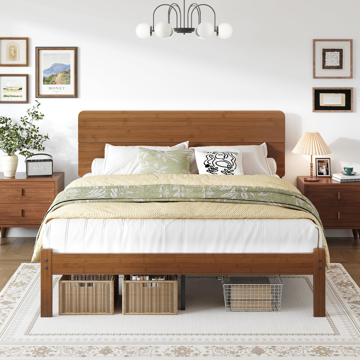 Queen Size Bamboo Wood Platform Bed Frame