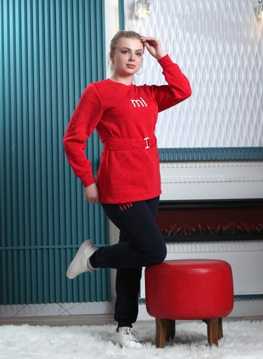 Cozy Velvet Set Belted Top & Trousers