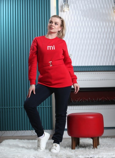 Cozy Velvet Set Belted Top & Trousers