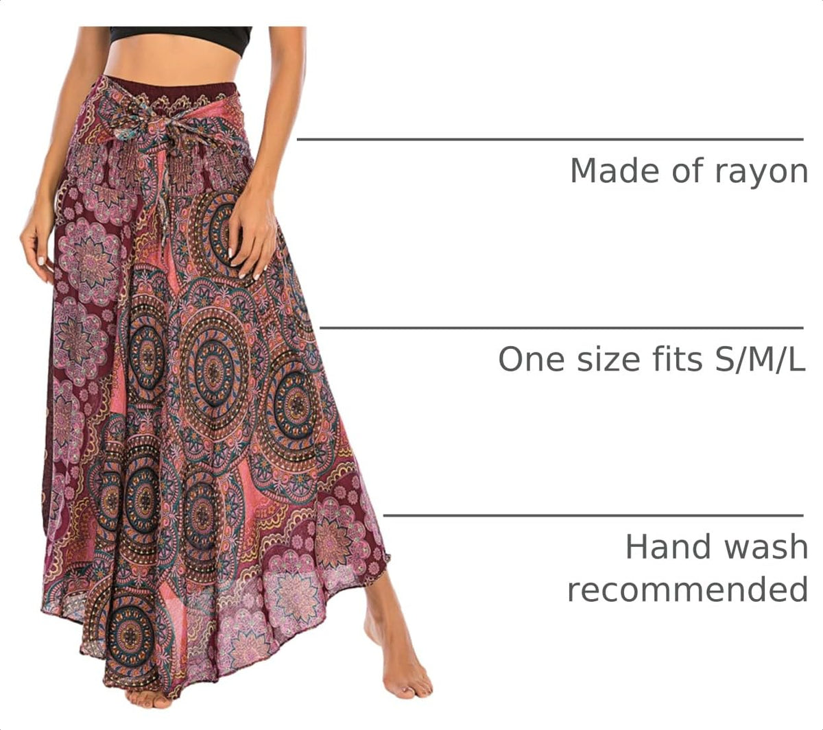 Hippie Maxi Long Skirt Bohemian Summer Casual Beach Dress Fits S M L