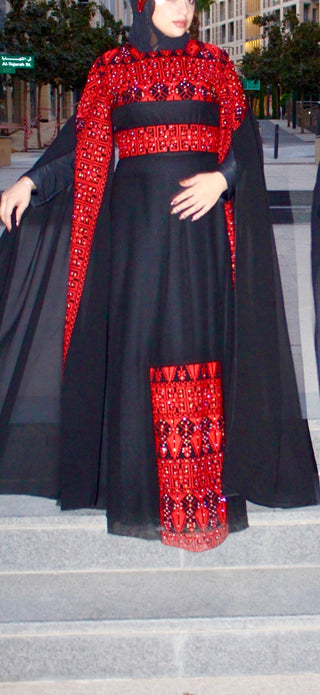 Embroidered dress -roza design-long sleeves