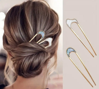 2pcs U Shaped - Hair Pins Metal - Hair Sticks - golden