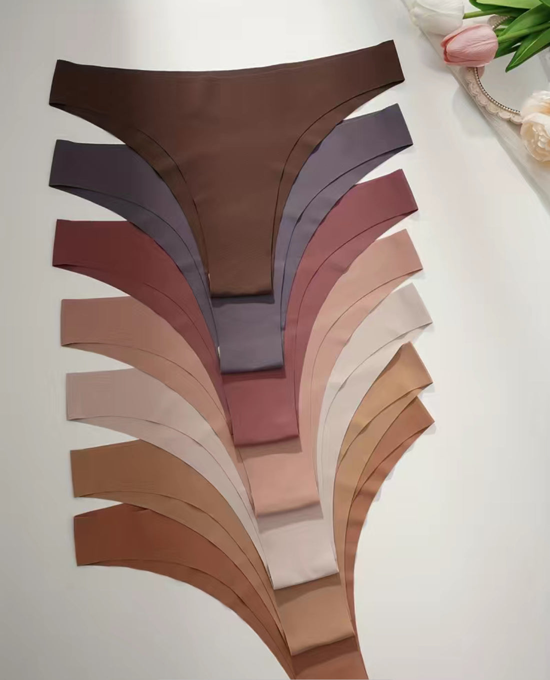 7pcs mixed colors Seamless Solid Thongs, Women&