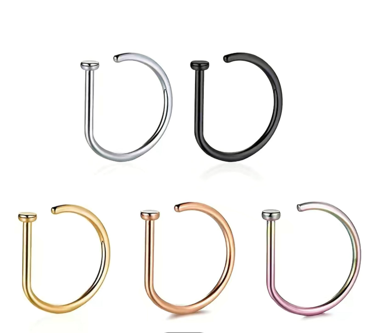 5pc Fake Hoop Septum Nose Ring Stainless Steel