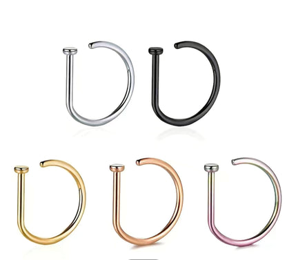 5pc Fake Hoop Septum Nose Ring Stainless Steel