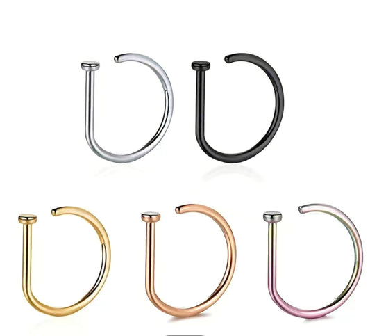 5pc Fake Hoop Septum Nose Ring Stainless Steel