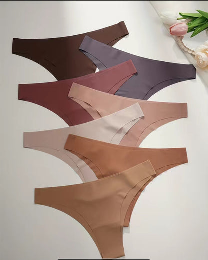 7pcs mixed colors Seamless Solid Thongs, Women's Lingerie & Underwear