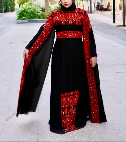 Embroidered Dress -Roza Design-Long Sleeves
