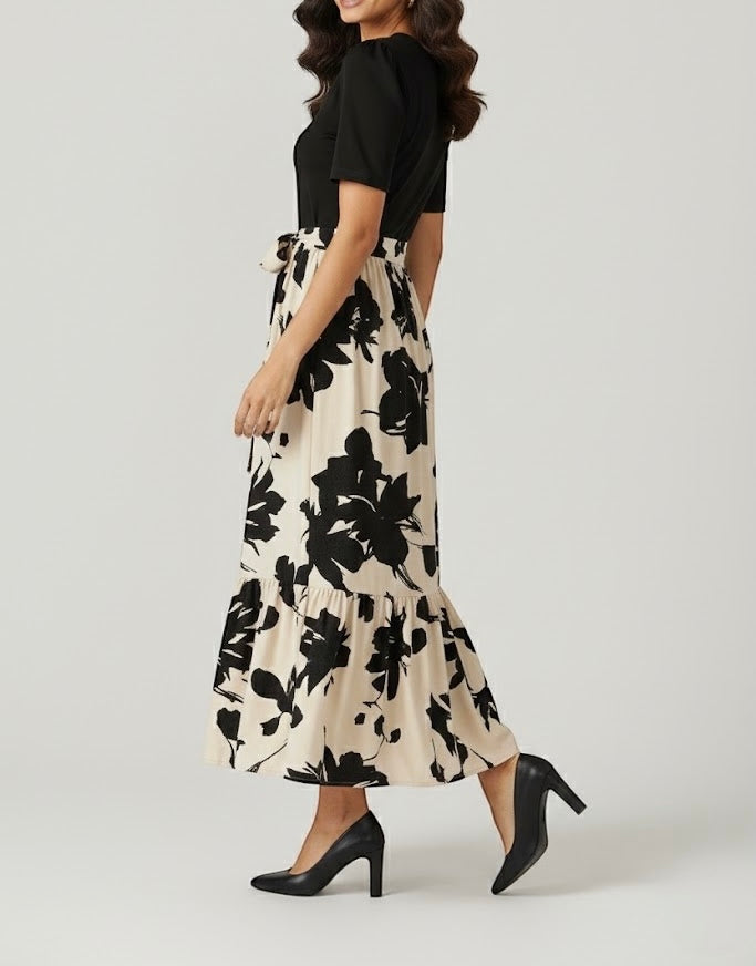 Black &amp; Bloom Maxi Dress- Women Dress