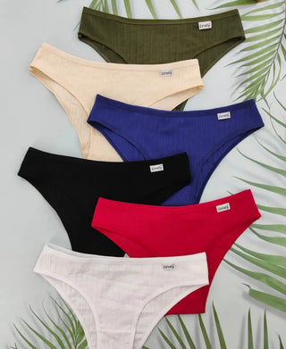 6pcs Simple Soft - Comfy Stretchy Panties - underwear
