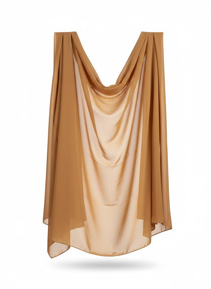 Chiffon Hijab-Comfort shawl - brown