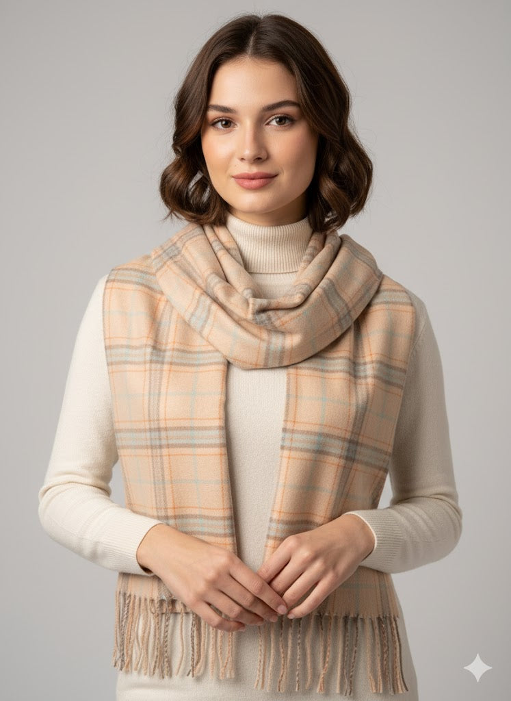 soft Scarf-brown-classic fringed