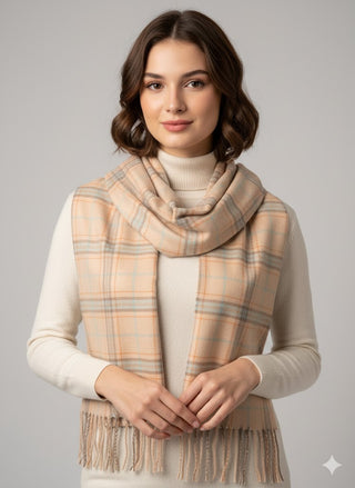 soft Scarf-brown-classic fringed