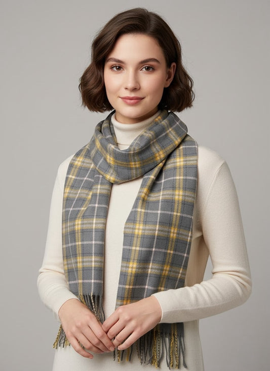 scarf warm- softness-gray stripes