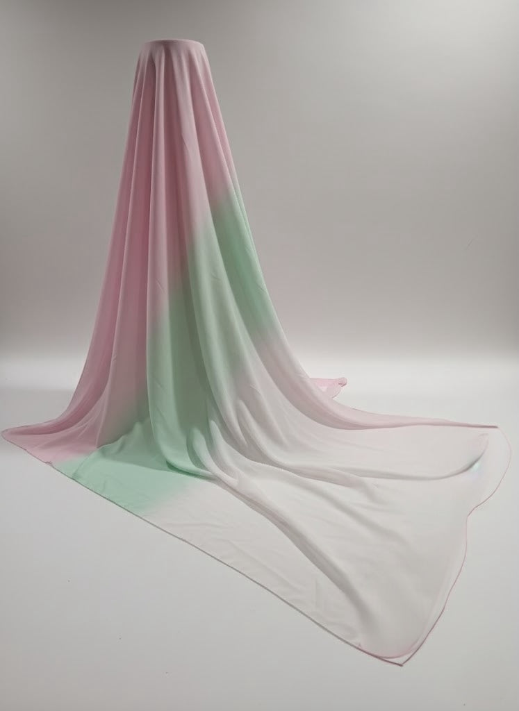 Chiffon shawl -hijab - Pink &amp; green
