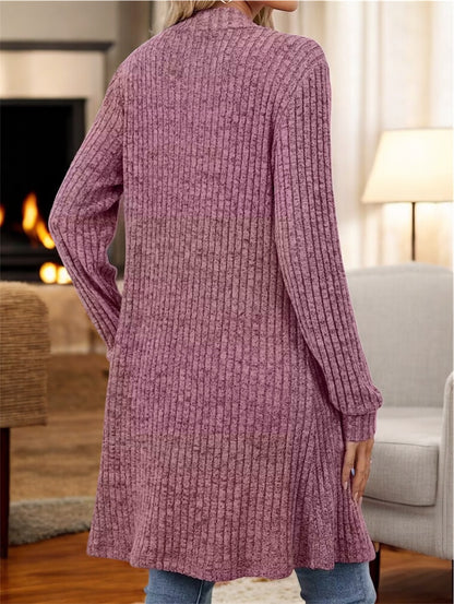 Velvet Women’s Elegant Textured Solid Color Open Front Sweater with Pockets – Soft, Cozy