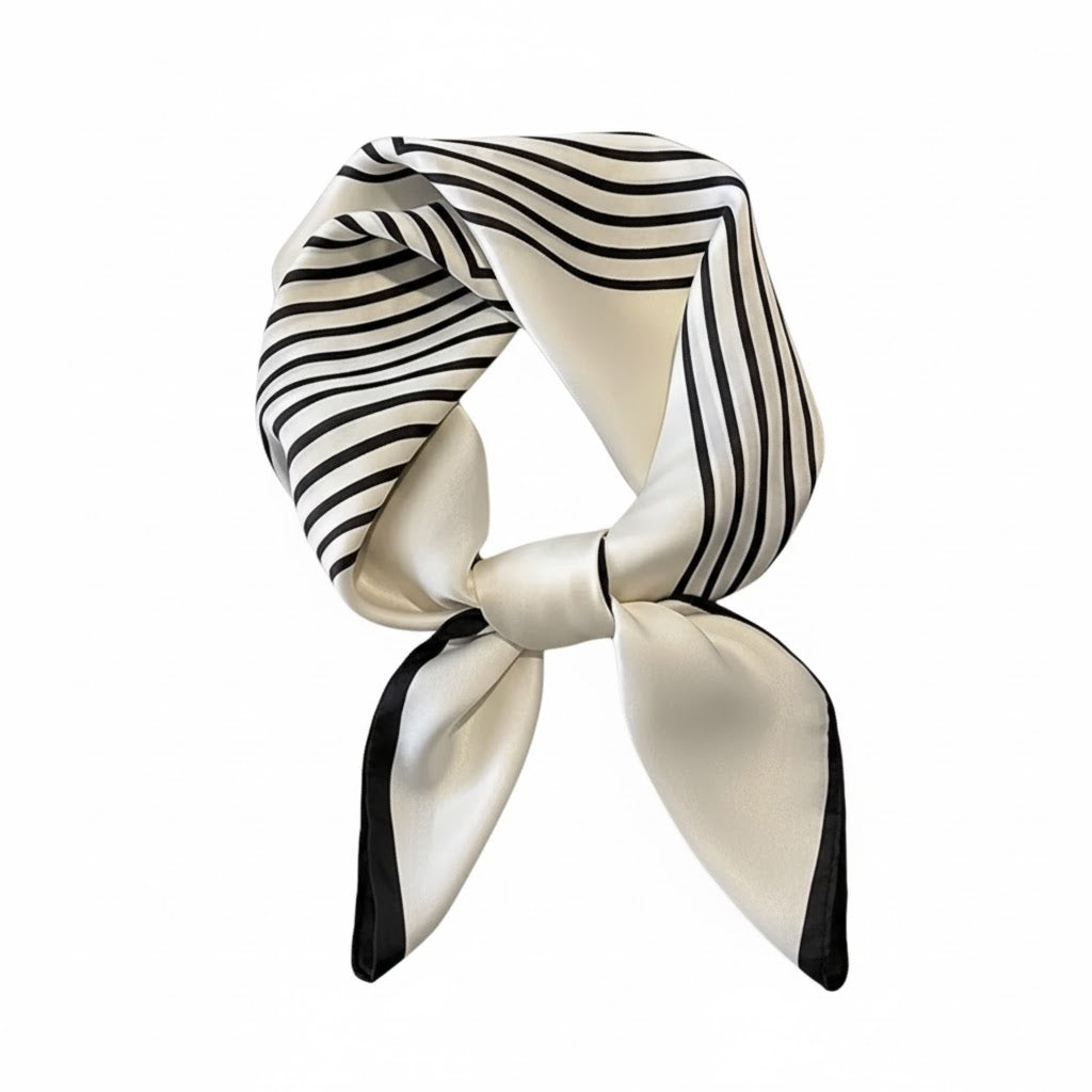 Square Scarf white&amp; black Silk-Touch Wrap