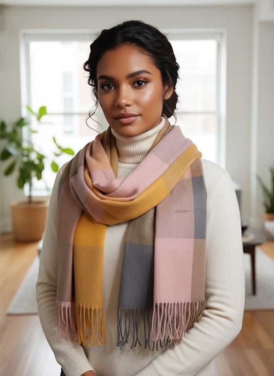 Warm - Scarf - colored squares