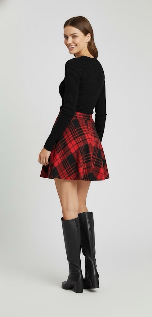 Skirt - Festive Plaid Mini