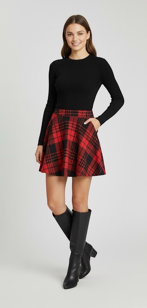 Skirt - Festive Plaid Mini